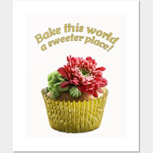 Floral cupcake with buttercream cactus flower frosting Posters and Art